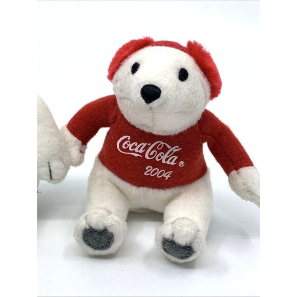 3 2004 Coca-Cola McDonalds Mini Plush Polar Bears 3-4" Christmas Ear Muffs Vtg - Picture 4 of 12
